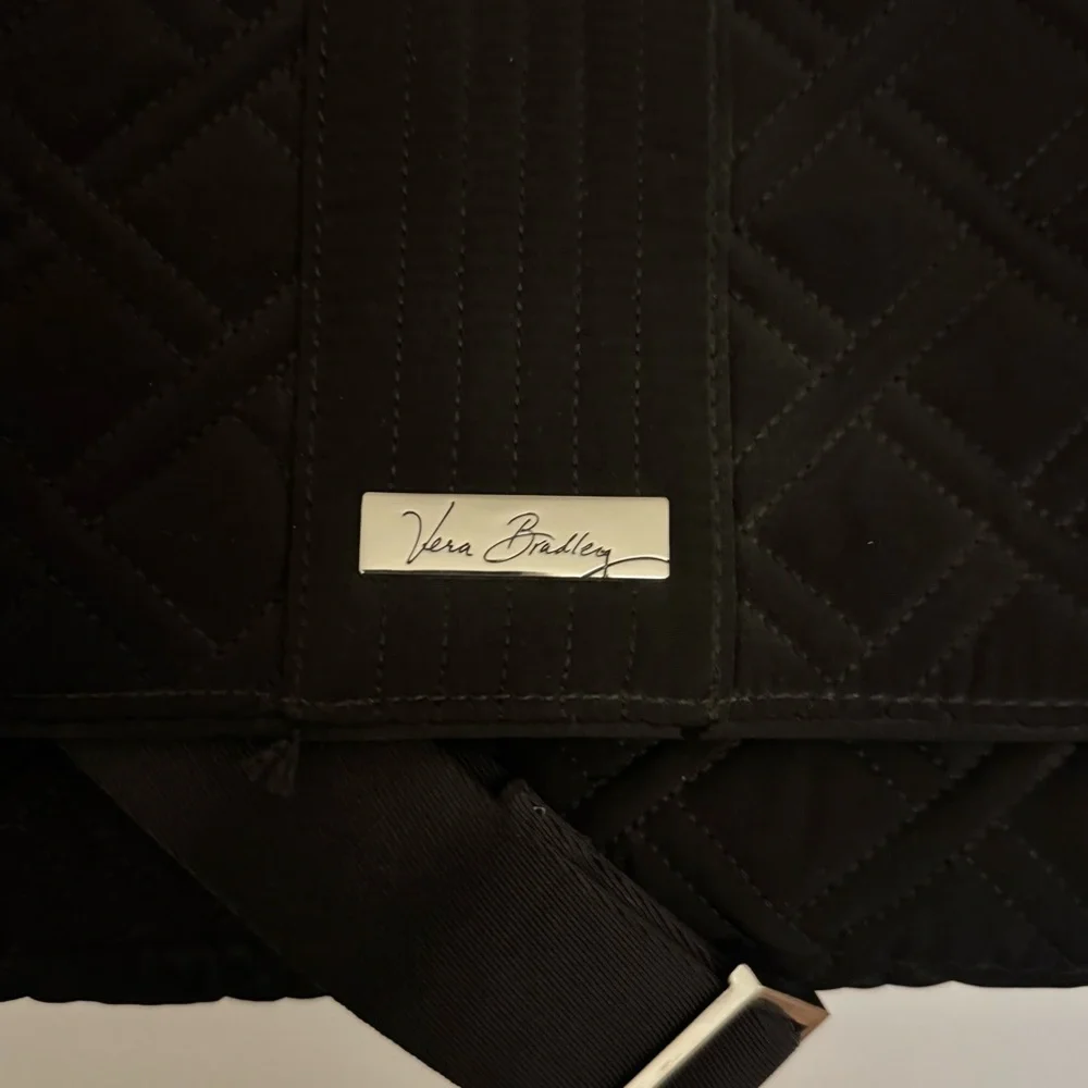 Vera Bradley Black Quilted Baby Diaper Bag Large Shoulder Bag Travel Tote‎ - Picture 2 of 8